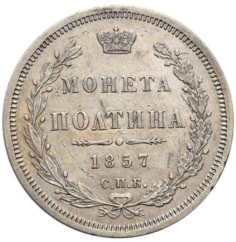 Rosja. Alexander II. Połtina (1/2 rubla) 1857,  Petersburg